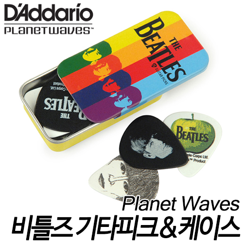 Planet WavesPicks Tins with Assorted Beatles Picks 15BT2, Stripes 비틀즈 기타피크(15개) &amp; 피크케이스