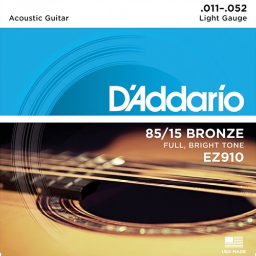 다다리오(D&#039;Addario) 어쿠스틱기타 스트링 EZ910 85/15 Bronze Great American Acoustic Guitar Strings, Light, 11-52 (+피크증정)